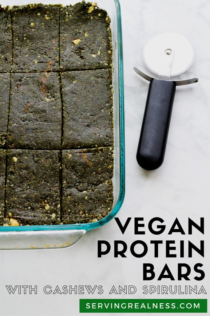 vegan protein bars with cashews and spirulina
