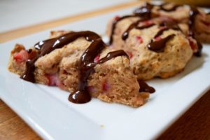 vegan chocolate covered strawberry scones