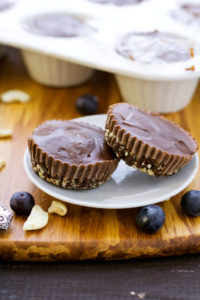 Closeup of vegan chocolate cheesecake recipe