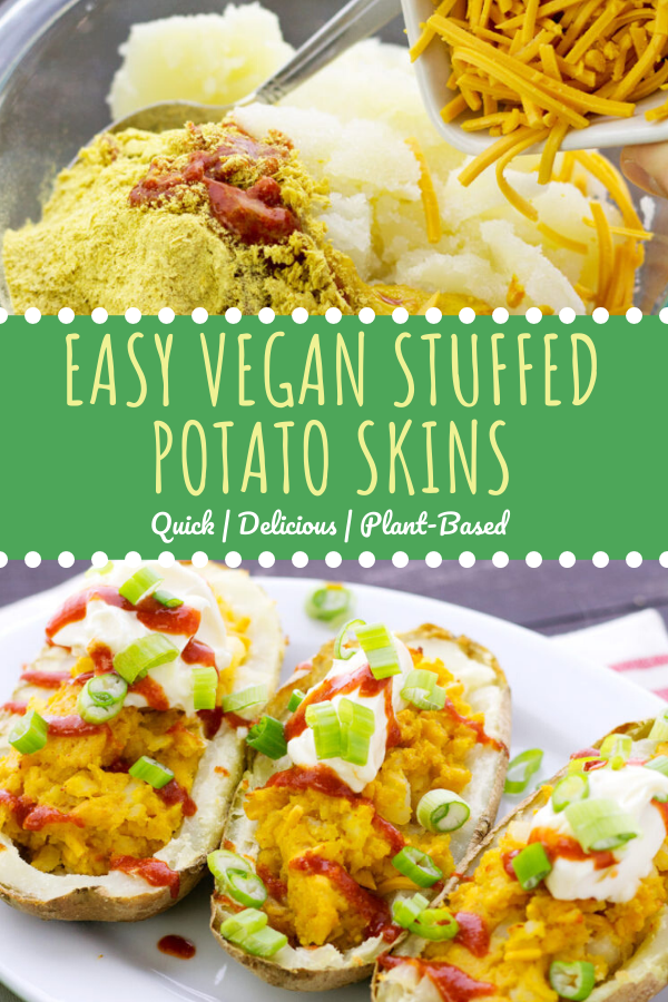 Easy vegan stuffed potato skins, quick healthy and delicious lunch or dinner