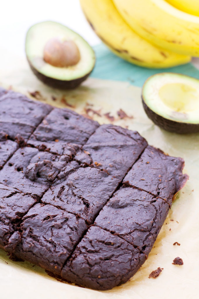cut vegan avocado brownie recipe
