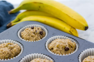 Uncooked vegan banana chip muffin recipe