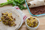 Assembling easy vegan enchilada recipe from scratch