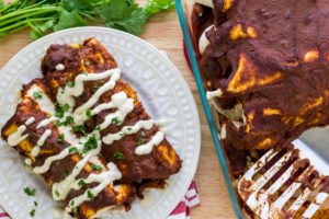 Easy vegan enchiladas from scratch overhead