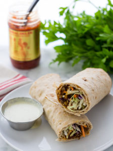 Spicy lentil wrap with tahini sauce
