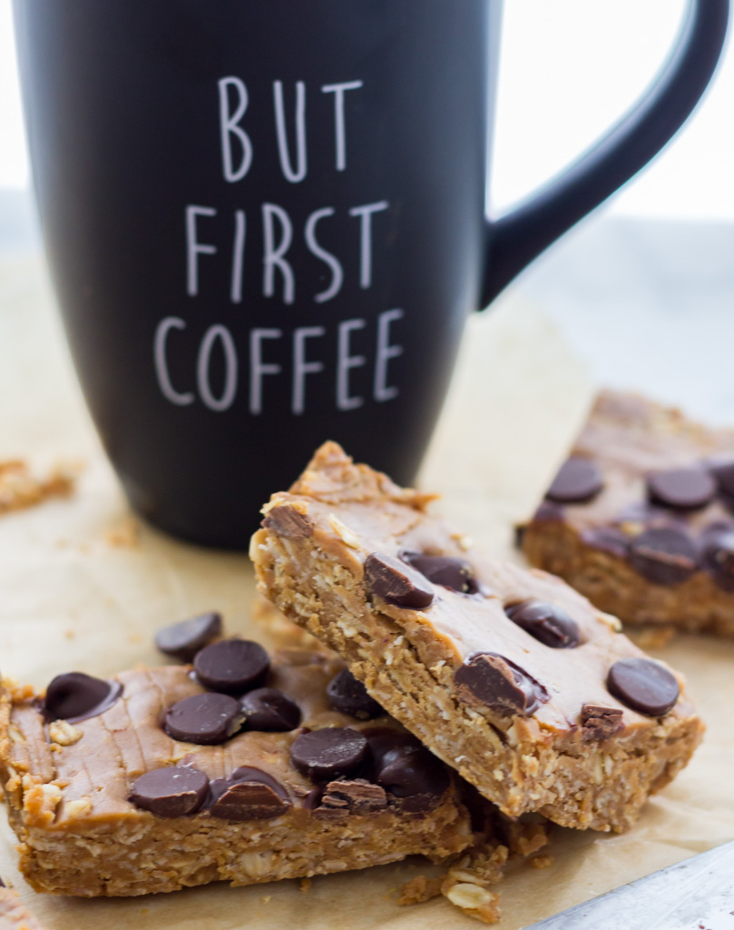 easy vegan peanut butter oat bars. No bake, refined sugar free, and delicious!