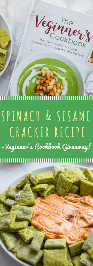 Spinach & Sesame vegan cracker recipe. Plus a giveaway of the new veginner's cookbook!