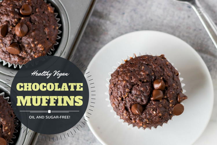 Healthy vegan chocolate banana muffins. These babes are oil and refined sugar-free! Perfect as a breakfast or even dessert.