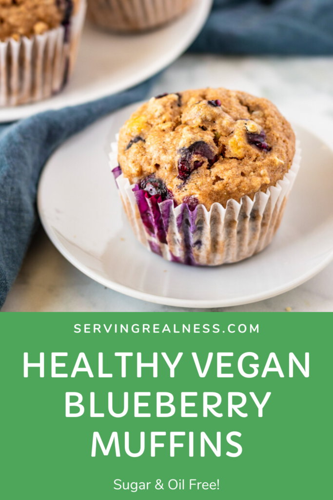 Healthy vegan blueberry muffins, oil and sugar free!