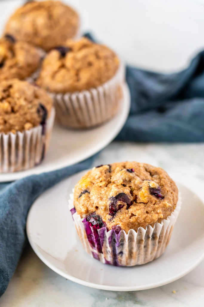 Vegan blueberry muffins, oil and sugar free