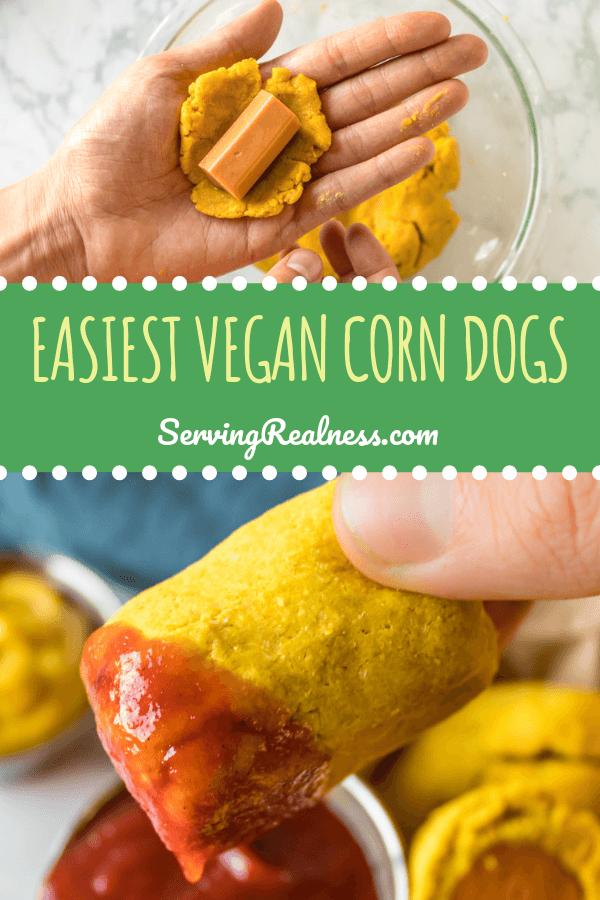 Easiest Vegan Corn Dog recipe: baked not fried and made in one bowl!