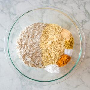 Easiest vegan corn dog recipe: dry ingredients in a bowl