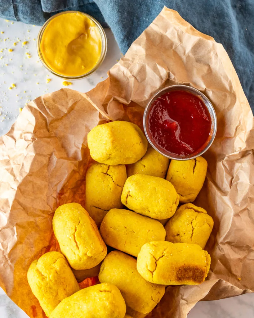 Easiest vegan corn dog bites recipe
