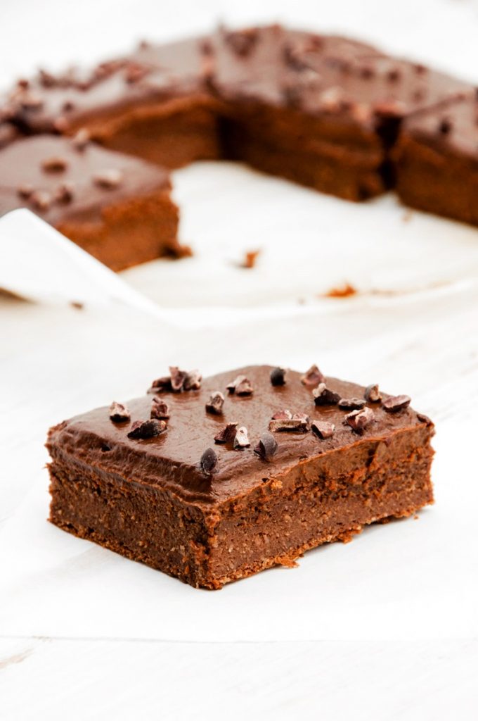 healthier blender brownies with chocolate frosting for vegan vitamix recipe roundup