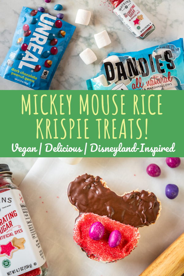 Mickey Mouse Rice Krispie Treats; vegan, delicious, disneyland-inspired, and made with dandies vegan marshmallows!