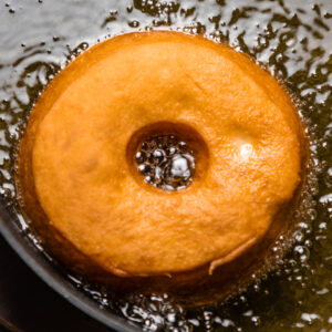 Vegan doughnut frying