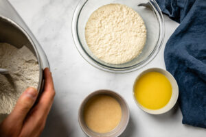 Vegan yeasted donuts recipe being made