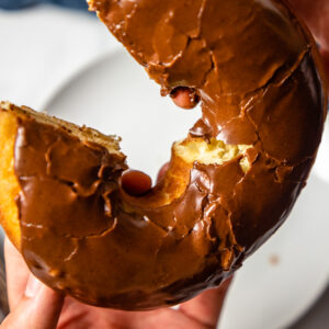 Donut being ripped to show texture